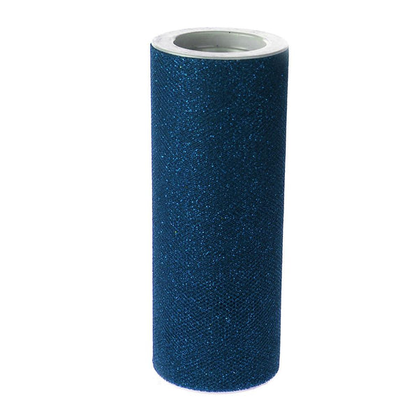 Glitter Tulle Spool Roll, 6-Inch, 10 Yards, Navy Blue