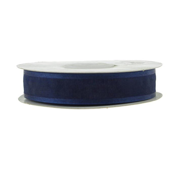 Satin-edge Sheer Organza Ribbon, 7/8-Inch, 25 Yards, Navy Blue