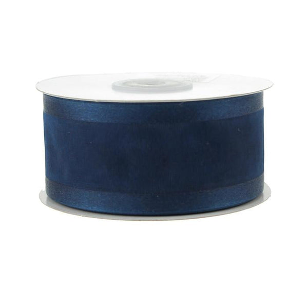 Satin-edge Sheer Organza Ribbon, 1-1/2-inch, 25-yard, Navy Blue