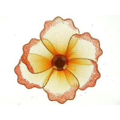 Organza Glitter Nylon, Mini Flower, 2-inch, 12-Piece, Orange