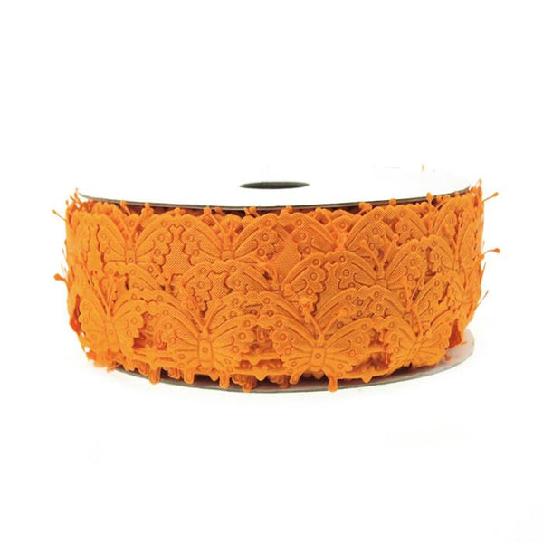 Butterfly Polyester Garland Ribbon, 1/2-inch, 10-yard, Orange