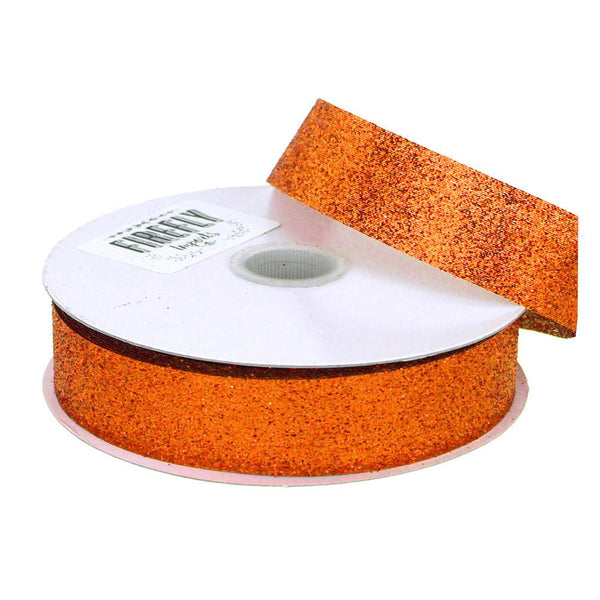 Glitter Ribbon Christmas Gift-wrapping, 7/8-Inch, 25 Yards, Orange