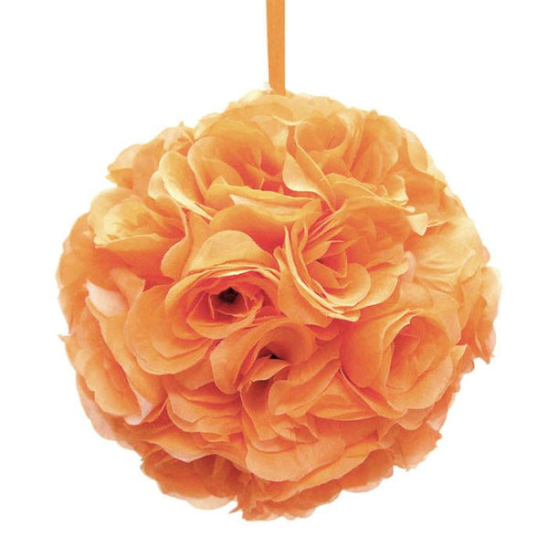 Silk Flower Kissing Balls Wedding Centerpiece, 10-inch, Orange