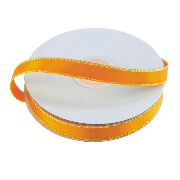 Satin Ribbon with Iridescent Edge, 3/8-Inch, 25 Yards, Orange