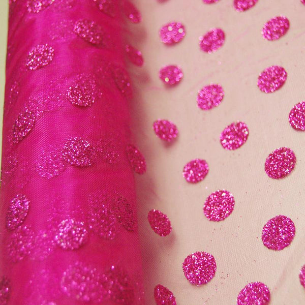 Glitter Dots Organza Roll, 19-Inch, 5 Yards, Fuchsia