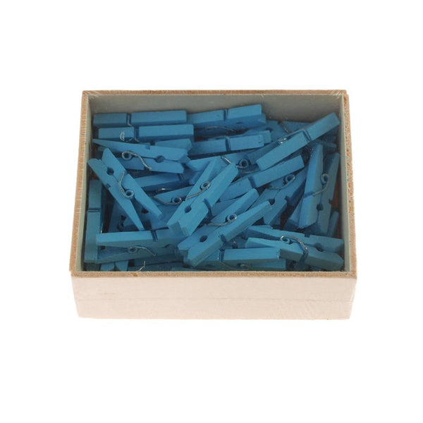 Mini Wooden Clothespins, 1-1/4-Inch, 50-Count, Blue