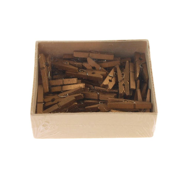 Mini Wooden Clothespins, 1-1/4-Inch, 50-Count, Gold