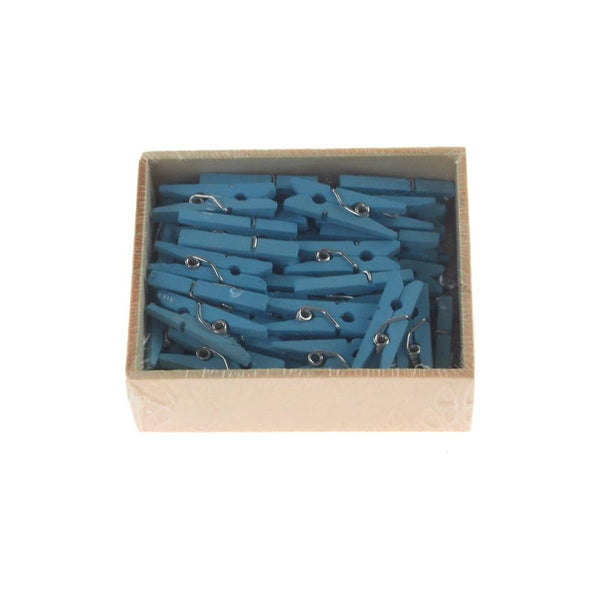 Mini Wooden Clothespins, 1-Inch, 50-Count, Blue