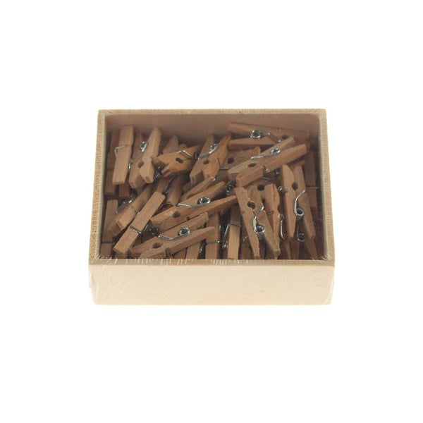 Mini Wooden Clothespins, 1-Inch, 50-Count, Natural