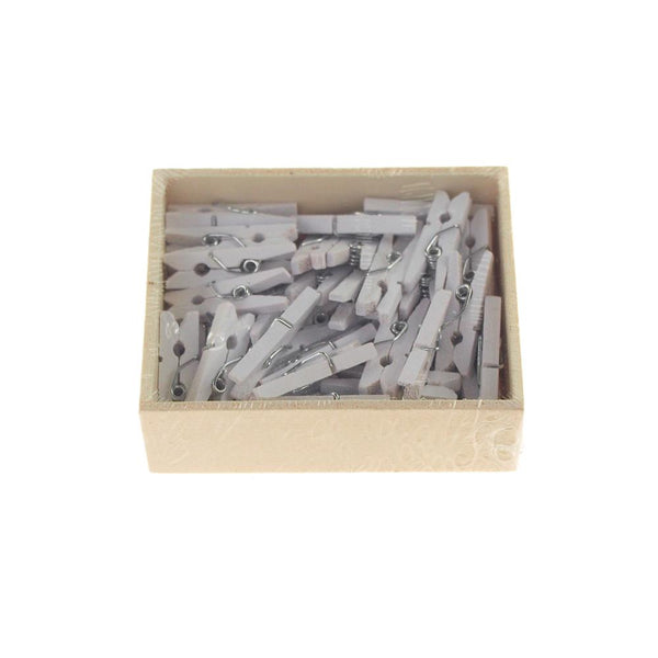 Mini Wooden Clothespins, 1-Inch, 50-Count, White