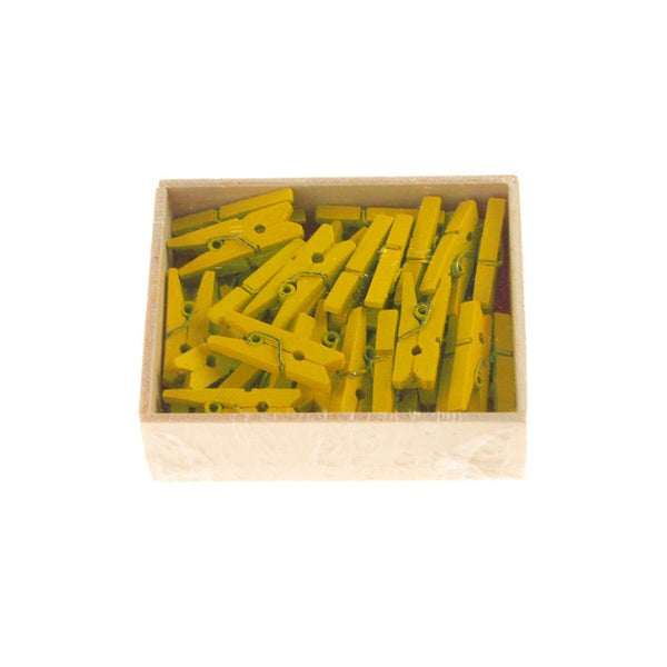 Mini Wooden Clothespins, 1-Inch, 50-Count, Yellow