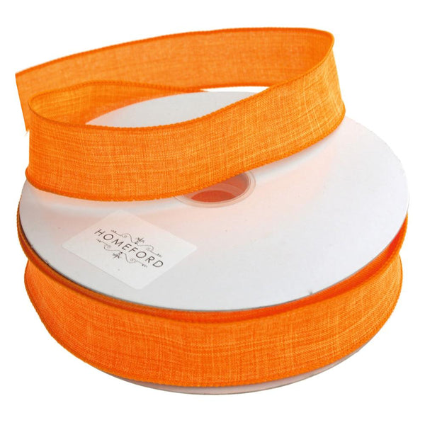 Linen Fabric Ribbon Wired Edge, 1-1/2-Inch, 50 Yards, Orange