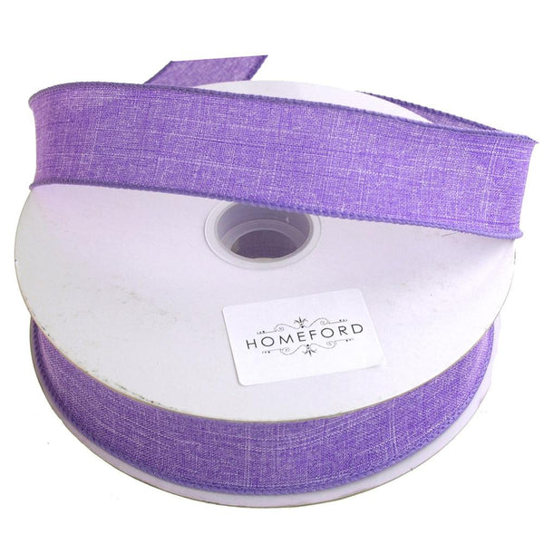 Linen Fabric Ribbon Wired Edge, 1-1/2-Inch, 50 Yards, Purple