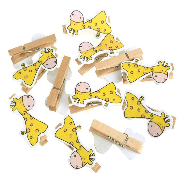 Wooden Giraffe Clothespins Baby Favors, 2-Inch, 12-Piece