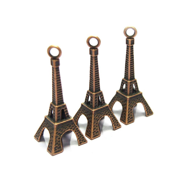 Mini Eiffel Tower Charm Pendant, 1-1/2-inch, 20-Piece, Brown