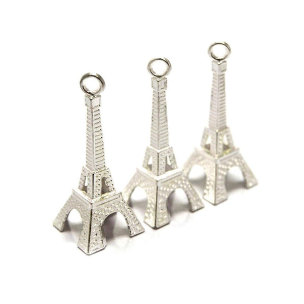 Mini Eiffel Tower Charm Pendant, 1-1/2-inch, 20-Piece, Silver