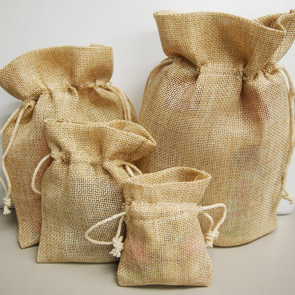 Faux Burlap Pouch Bags, 6-inch x 9-inch, 6-Piece