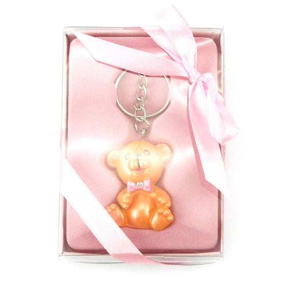 Keychain Favors, 4-Inch, Teddy Bear, Light Pink