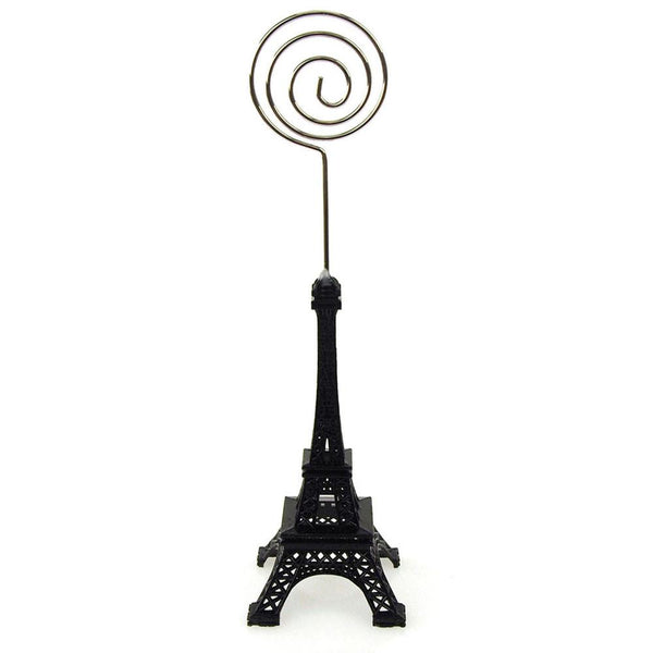 Metal Eiffel Tower Decor Card Holder, 4-Inch, Swirl, Black