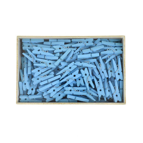 Mini Wooden Clothespins, 1-Inch, 144-Count, Blue