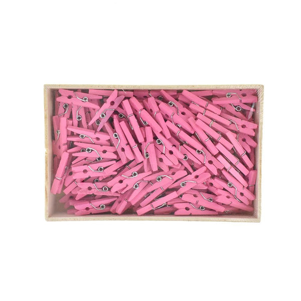 Mini Wooden Clothespins, 1-Inch, 144-Count, Pink