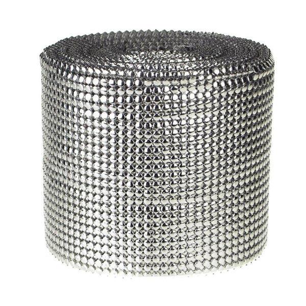 Round Bead Mesh Wrap Ribbon 4-3/4-Inch, 10 Yards, Silver