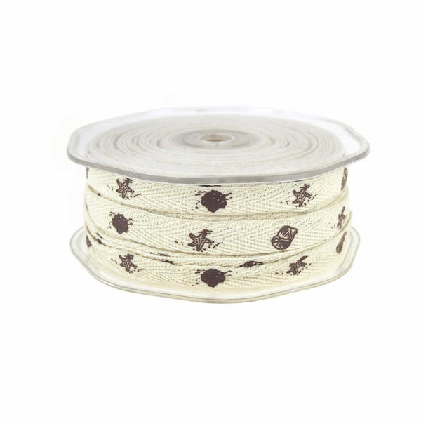 Brown Seashells Print Cotton Twill Ribbon, 3/8-Inch, 25 Yards,