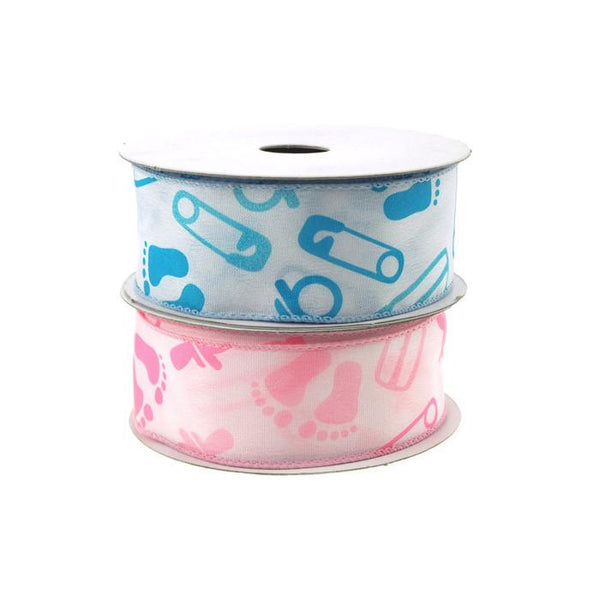 Baby Shower Items Polyester Wired Ribbon, 1-1/2-inch, 10-yard