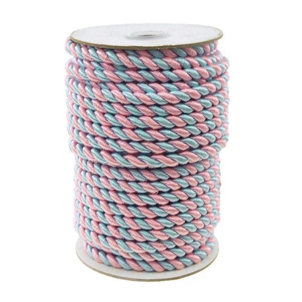 Pastel Twisted Cord Rope 2 Ply, 6mm, 25 Yards, Pink/Blue