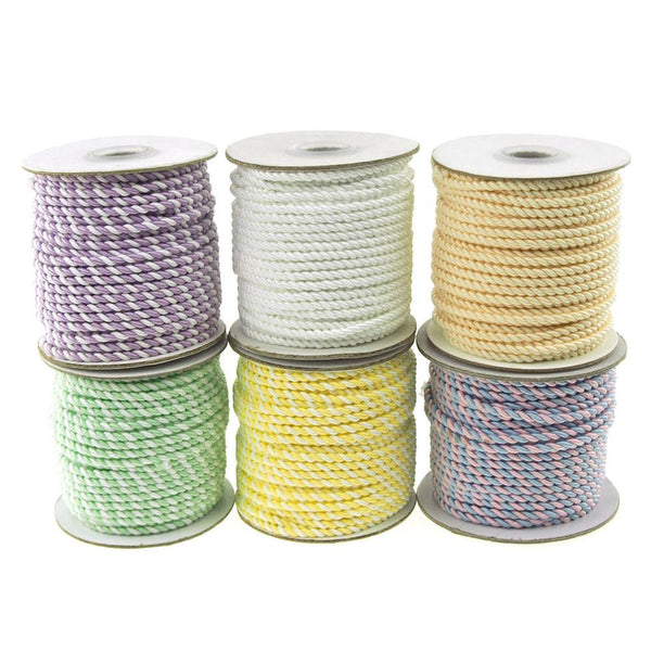 Twisted Cord Rope 2 Ply, 3mm, 25-yard, Pastel