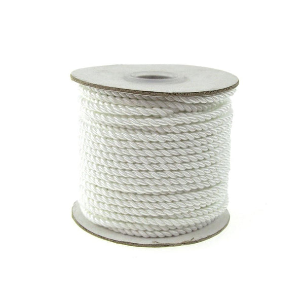 Pastel Twisted Cord Rope 2 Ply, 3mm, 25 Yards, White