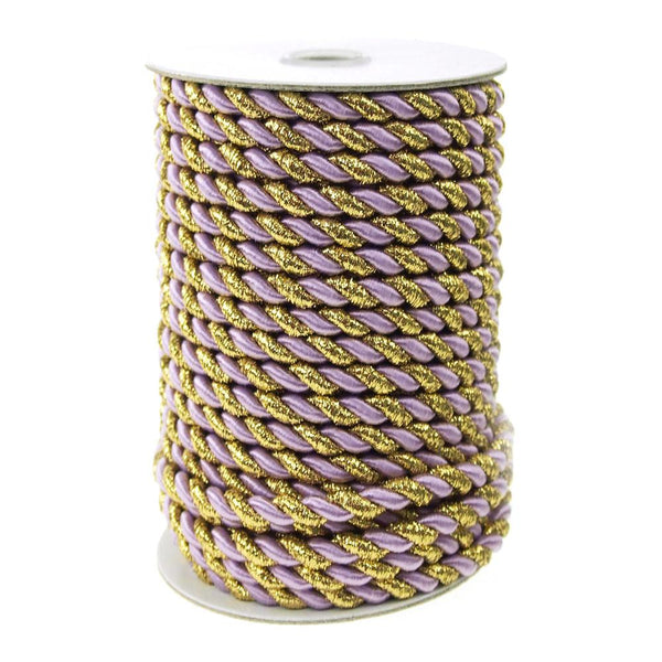 Gold Trim Twisted Cord Rope 2 Ply, 6mm, 25 Yards, Lavender