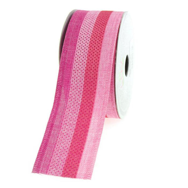 Ocean Stripes Canvas Ribbon, 1-1/2-Inch, 10-Yard, Hot Pink