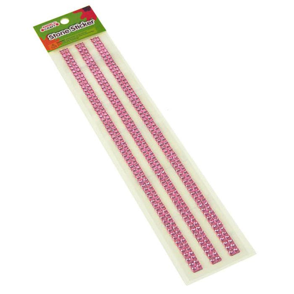 Self Adhesive Acrylic Gemstone,, 3 Strips, 10-1/4-Inch, Pink