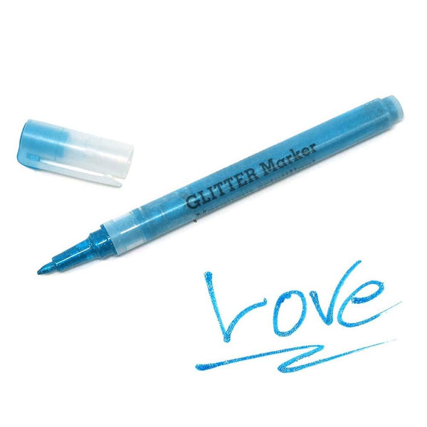 Sparkling Glitter Marker 0.7mm Fine Point, Blue, 5-Inch