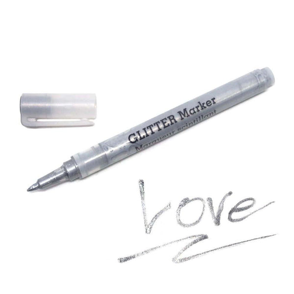 Sparkling Glitter Marker 0.7mm Fine Point, Silver, 5-Inch