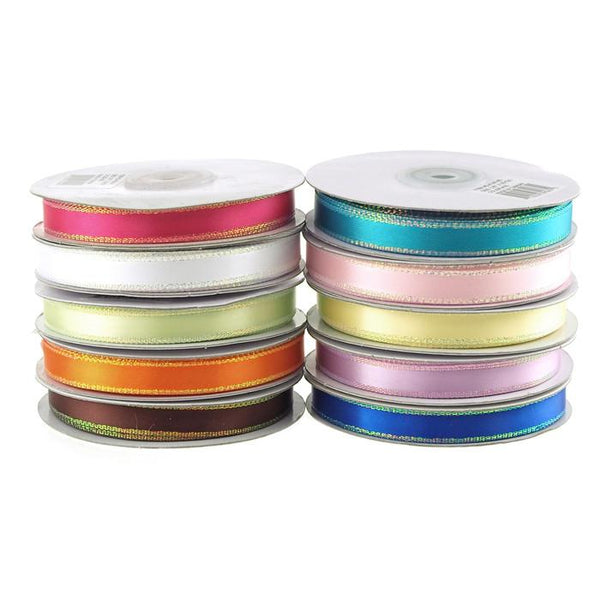 Satin Ribbon with Iridescent Edge, 3/8-Inch, 25 Yards