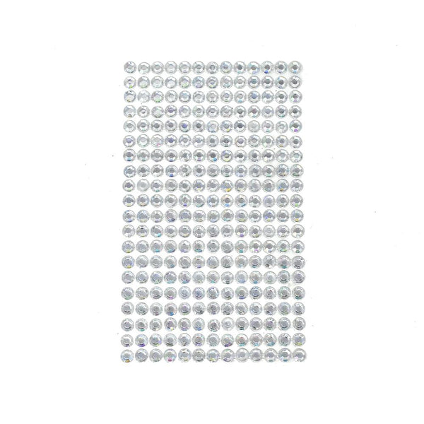 Round Adhesive Diamond Gem Stickers, Silver, 6mm