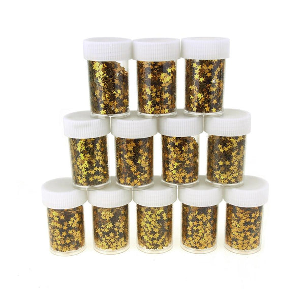 Star Sequins in Plastic Bottle, 0.4 Ounce, 12-Piece, Gold