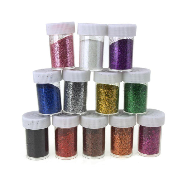 Fine Glitter in Plastic Bottle, 0.6 Ounce, 12-Piece, Multi-Color