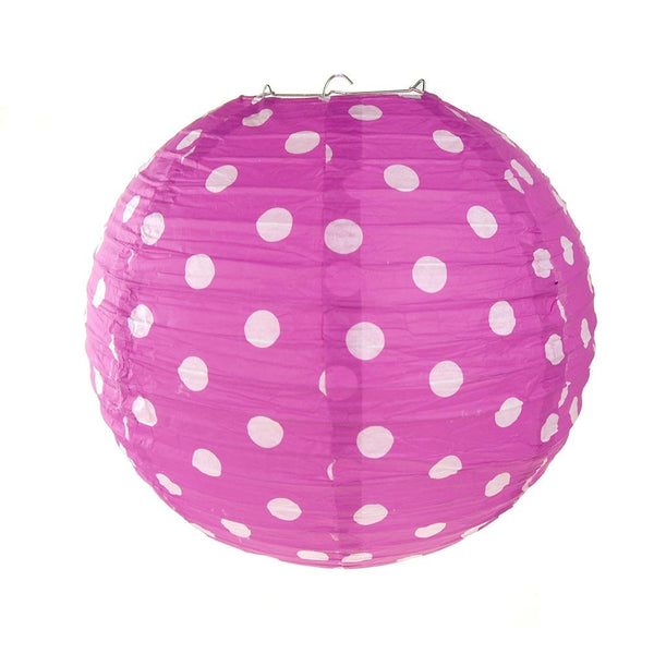 Polka Dot Hanging Paper Lanterns, Purple, 12-Inch