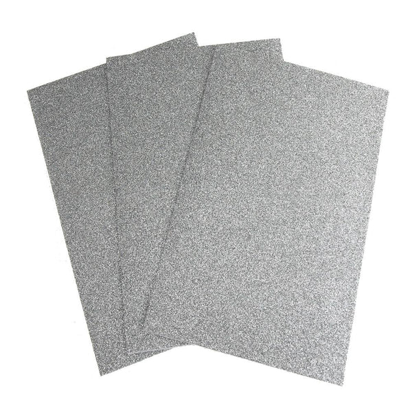 Self-Adhesive Glitter EVA Foam Sheet, 8-Inch x 12-Inch, 3-Count, Silver