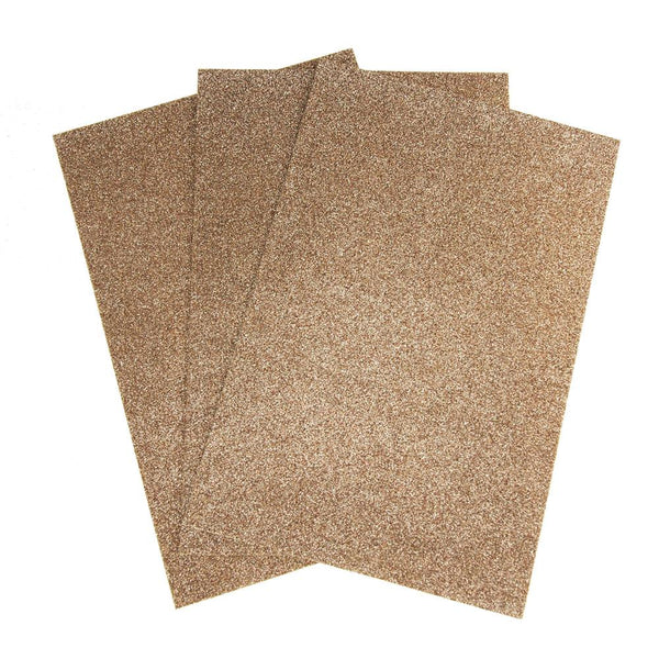 Self-Adhesive Glitter EVA Foam Sheet, 8-Inch x 12-Inch, 3-Count, Coffee