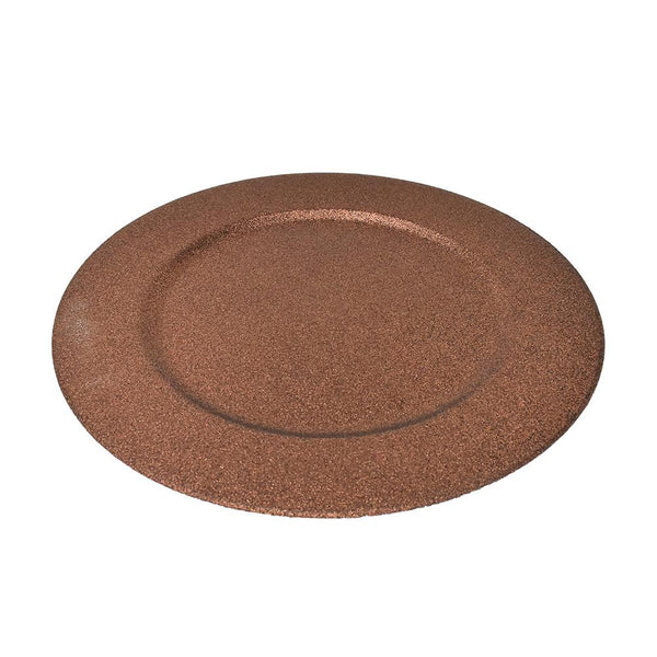 Glitter Round Charger Plate, 13-Inch, Coffee, 1-Count