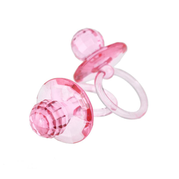 Large Acrylic Baby Pacifier Favors, Pink, 2-1/2-Inch, 12-Count