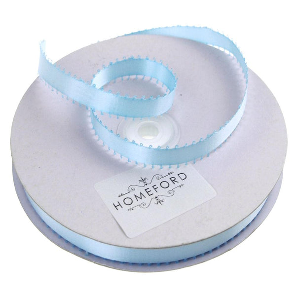 Picot-edge Double Face Satin Ribbon, 3/8-Inch, 50 Yards, Light Blue