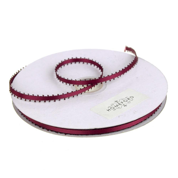 Picot-edge Double Faced Satin Ribbon, 3/16-Inch, 50 Yards, Wine