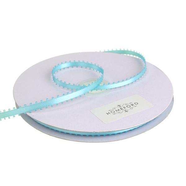 Picot-edge Double Face Satin Ribbon, Blue Mist, 3/8-Inch, 50 Yards