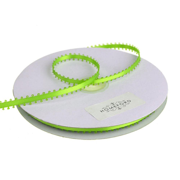 Picot-edge Double Faced Satin Ribbon, 3/16-Inch, 50 Yards, Apple Green