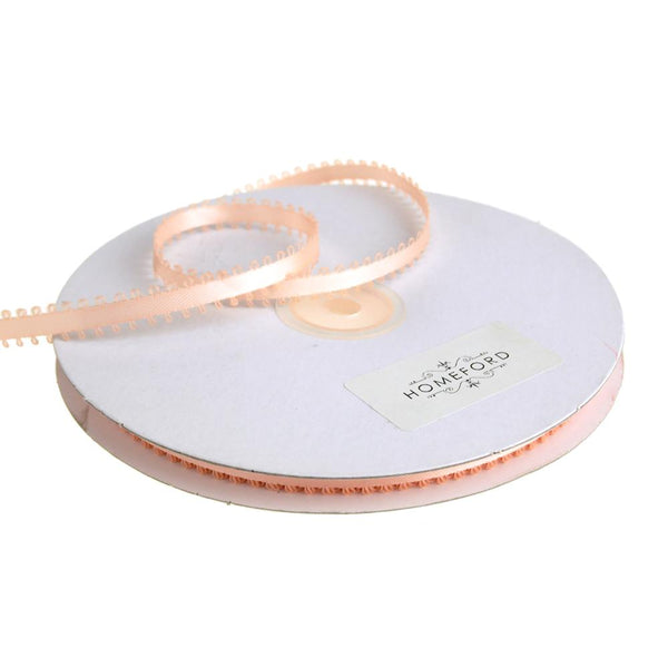 Picot-edge Double Faced Satin Ribbon, 3/16-Inch, 50 Yards, Light Peach